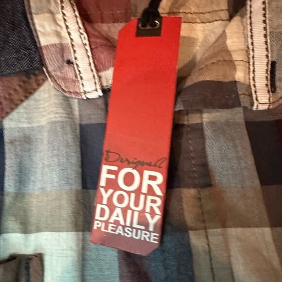 i Jeans by Buffalo Shirt Mens XXL Button Up Plaid NWT Short Sleeve Cotton - Picture 6 of 14